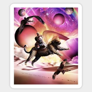 Dog Riding Cheetah In Space Sticker